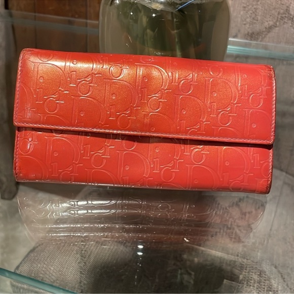 Christian Dior trotter leather bicolor pink orange wallet - Picture 10 of 10
